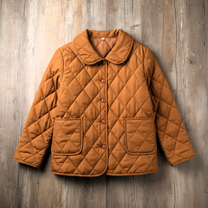 Veste Matelassée Femme Col Rabattu Boutonnée Poches Plaquées