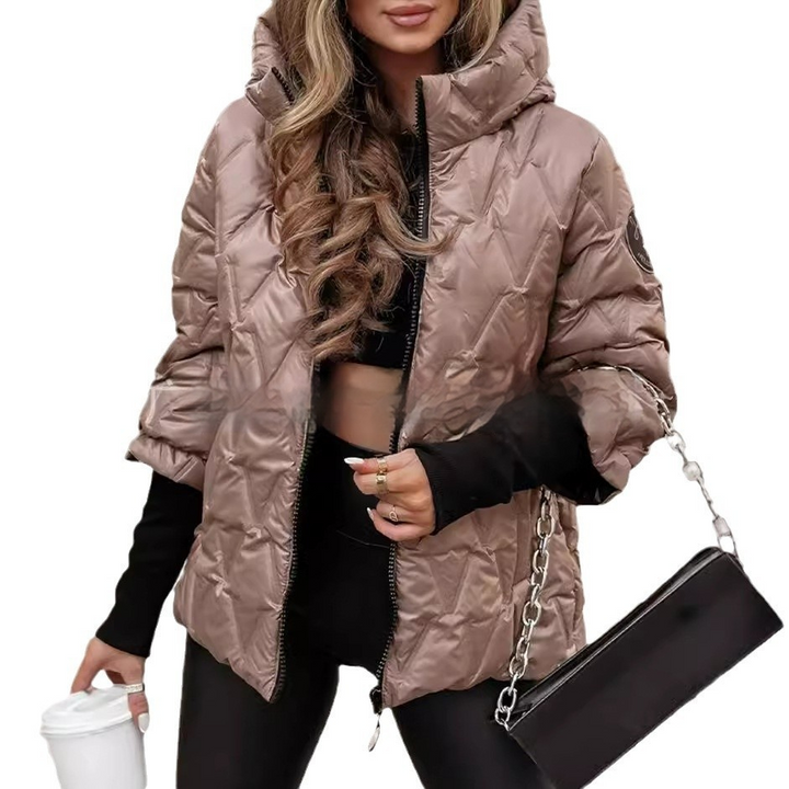 Veste Matelassée Femme Hiver à Capuche Zippée
