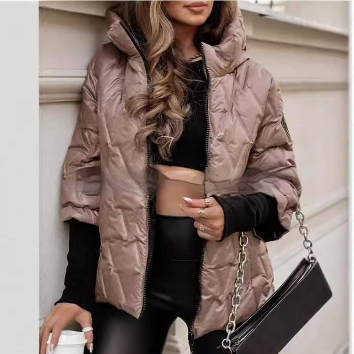 Veste Matelassée Femme Hiver à Capuche Zippée