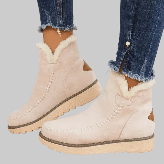 Bottines d'Hiver Femme Doublées à Semelle Épaisse Antidérapante