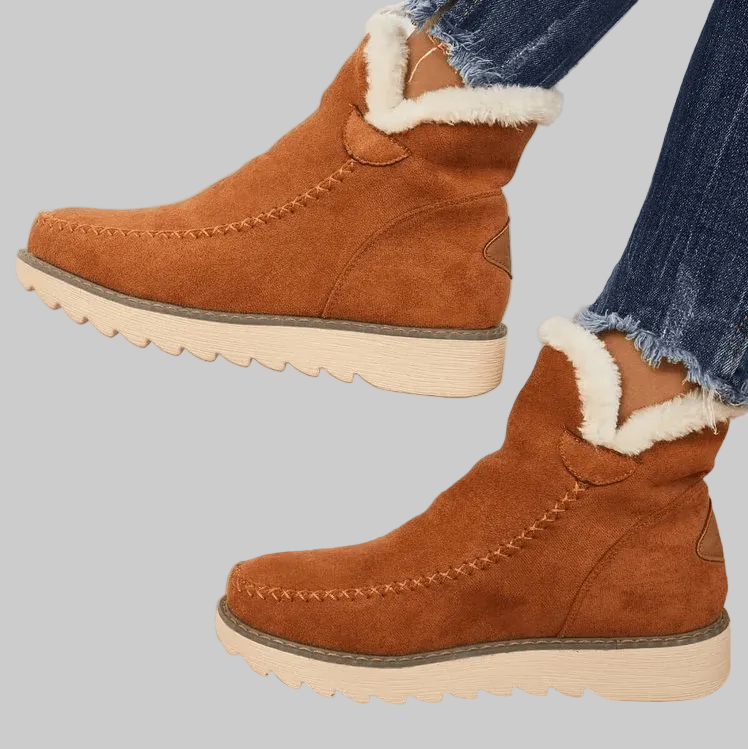 Bottines d'Hiver Femme Doublées à Semelle Épaisse Antidérapante