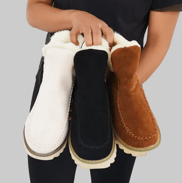 Bottines d'Hiver Femme Doublées à Semelle Épaisse Antidérapante