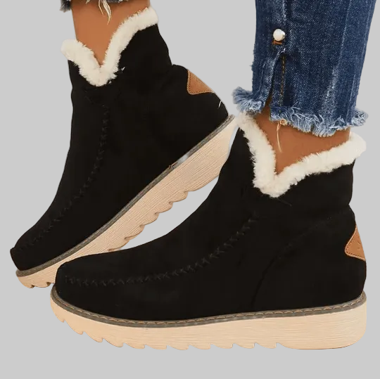 Bottines d'Hiver Femme Doublées à Semelle Épaisse Antidérapante