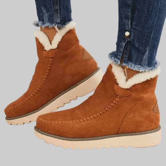 Bottines d'Hiver Femme Doublées à Semelle Épaisse Antidérapante