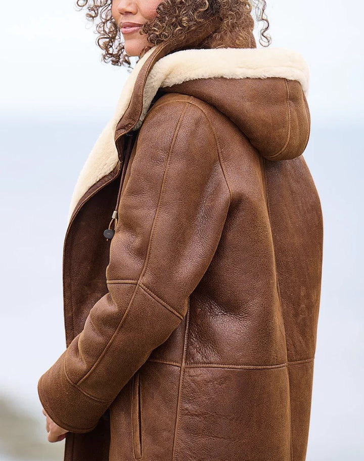 Manteau Femme Long À Fermeture Toggle Doublure Fausse Fourrure Et Capuche