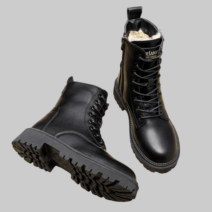Bottines d'Hiver Femme à Lacets avec Doublure Chaude et Zip Latéral