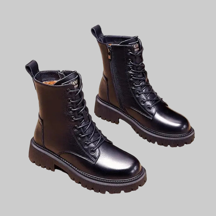 Bottines d'Hiver Femme à Lacets avec Doublure Chaude et Zip Latéral