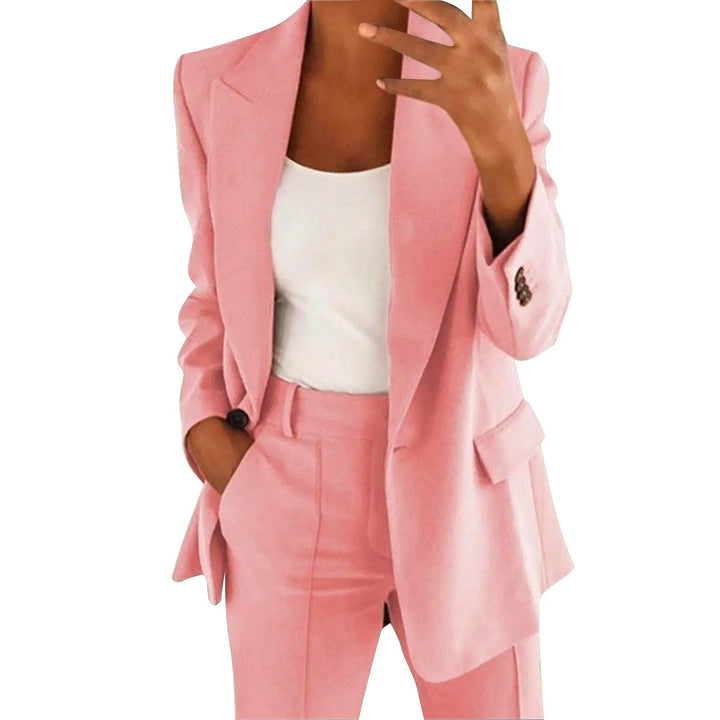 Tailleur Femme 2 Pièces avec Blazer Ajusté et Pantalon Fuselé Taille Haute