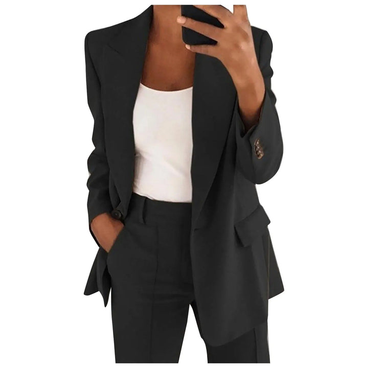 Tailleur Femme 2 Pièces avec Blazer Ajusté et Pantalon Fuselé Taille Haute