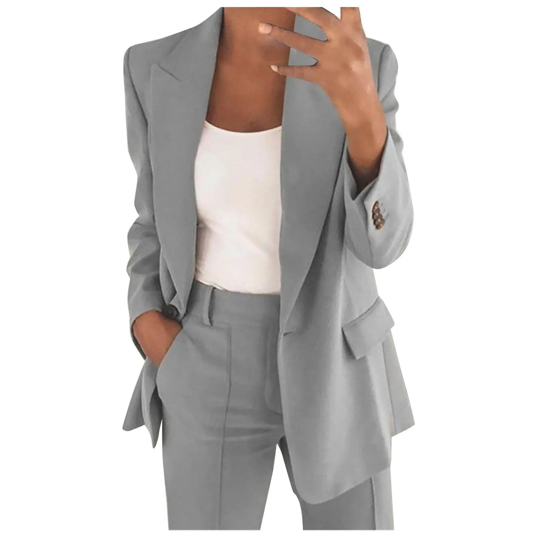 Tailleur Femme 2 Pièces avec Blazer Ajusté et Pantalon Fuselé Taille Haute