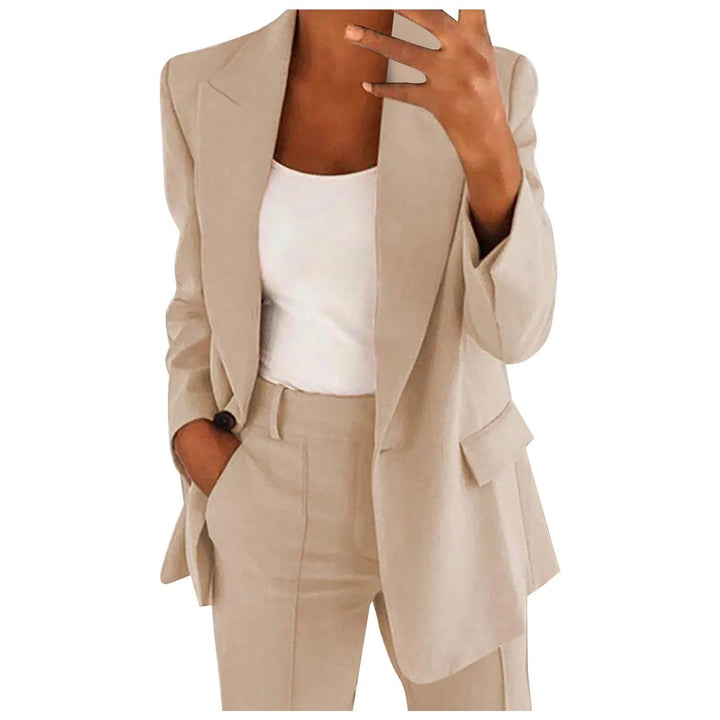 Tailleur Femme 2 Pièces avec Blazer Ajusté et Pantalon Fuselé Taille Haute