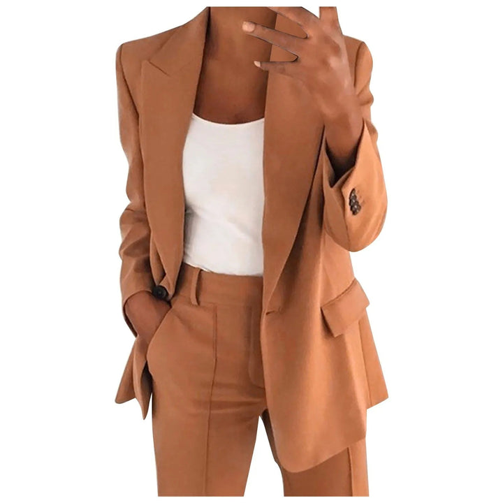Tailleur Femme 2 Pièces avec Blazer Ajusté et Pantalon Fuselé Taille Haute