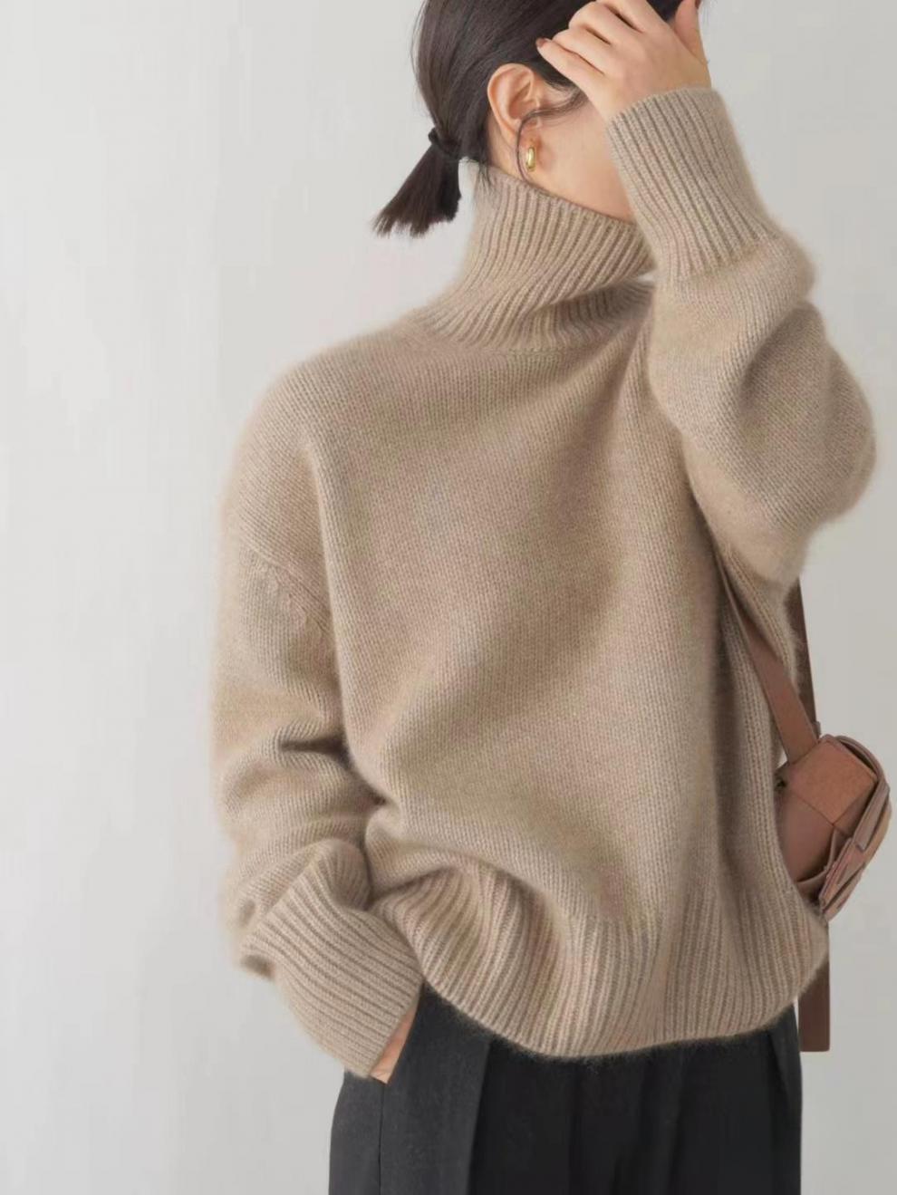 Pull Col Roulé Femme en Cachemire