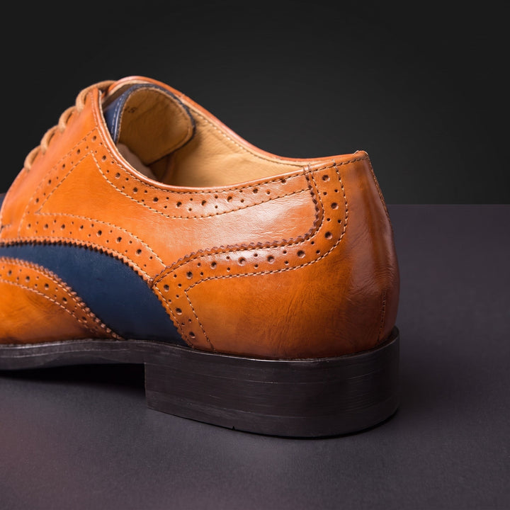Chaussures Oxford Homme en Cuir Bicolore avec Détail Brogue
