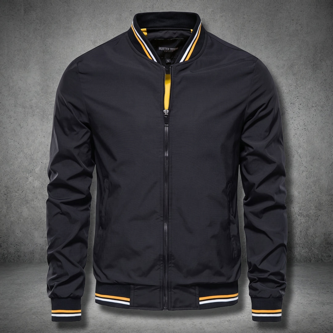 Blouson Bomber Homme Zippé Col Côtelé Poignets Côtelés