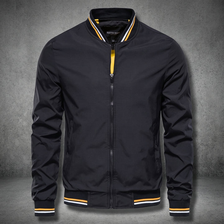 Blouson Bomber Homme Zippé Col Côtelé Poignets Côtelés