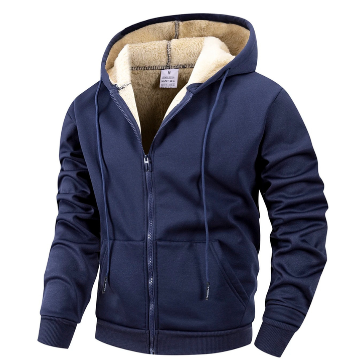 Veste Polaire Homme Doublée Sherpa À Capuche Coupe Vent