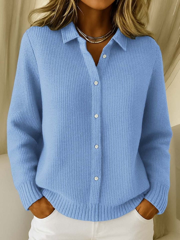 Cardigan Femme en Maille Col Chemise