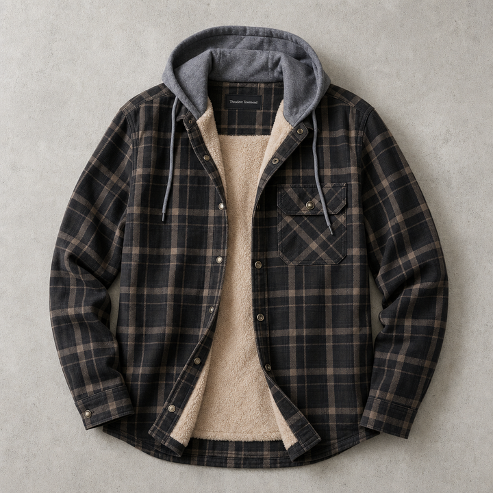 Surchemise Homme À Capuche Doublure Sherpa Carreaux Poches Poitrine