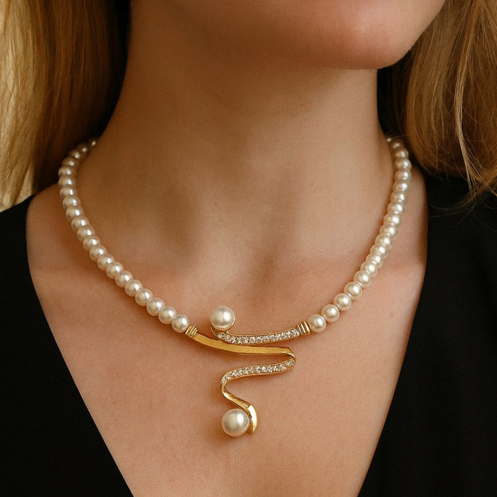 Parure Collier Perles avec Boucles d’Oreilles