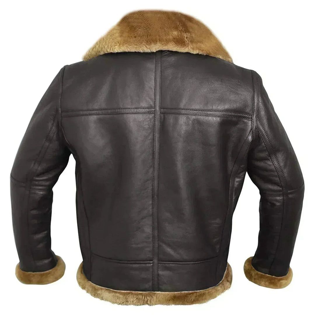 Veste en Cuir Homme Col Fourrure
