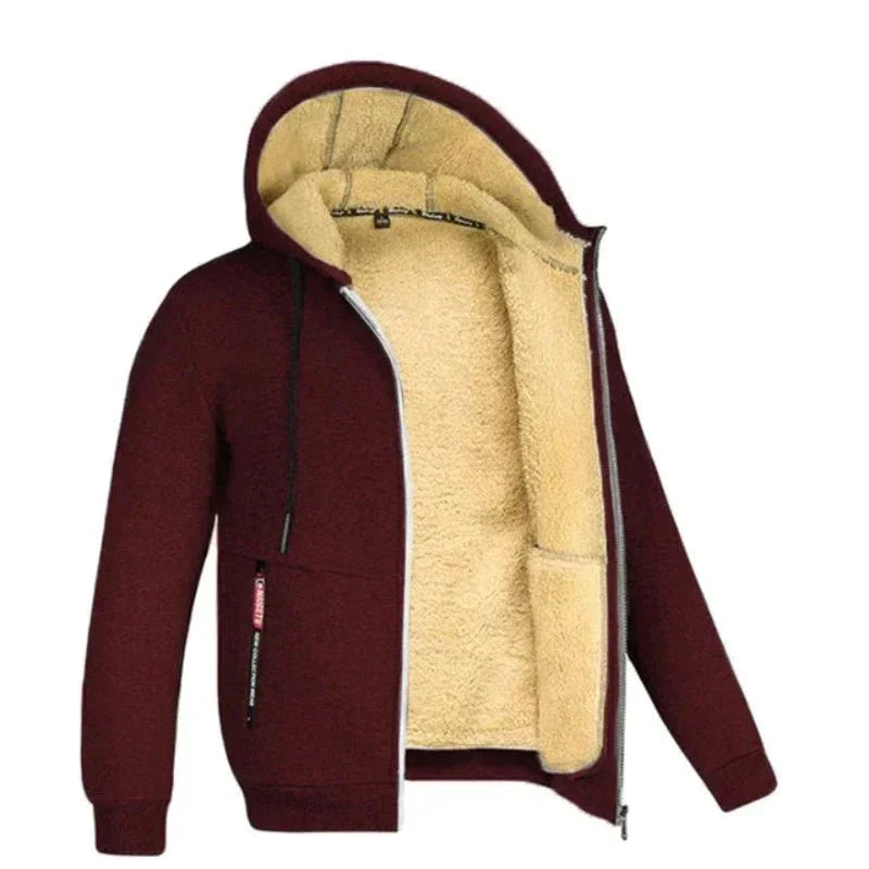 Gilet d’Hiver Homme en Maille Zippé avec Doublure en Laine
