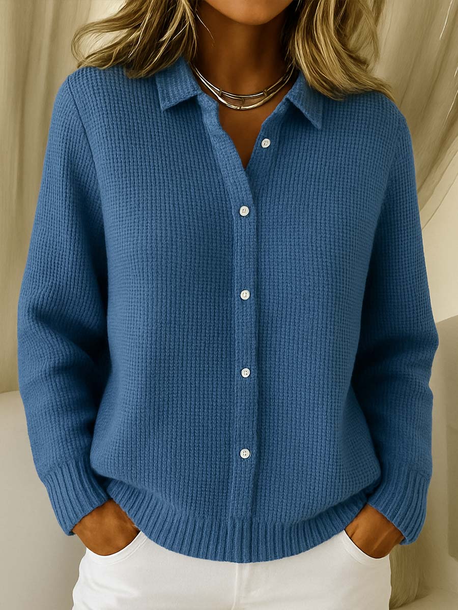 Cardigan Femme en Maille Col Chemise