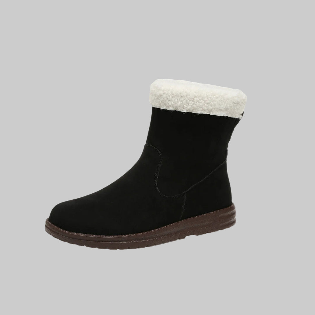 Bottines Femme Effet Suède avec Doublure en Peluche et Fermeture Éclair
