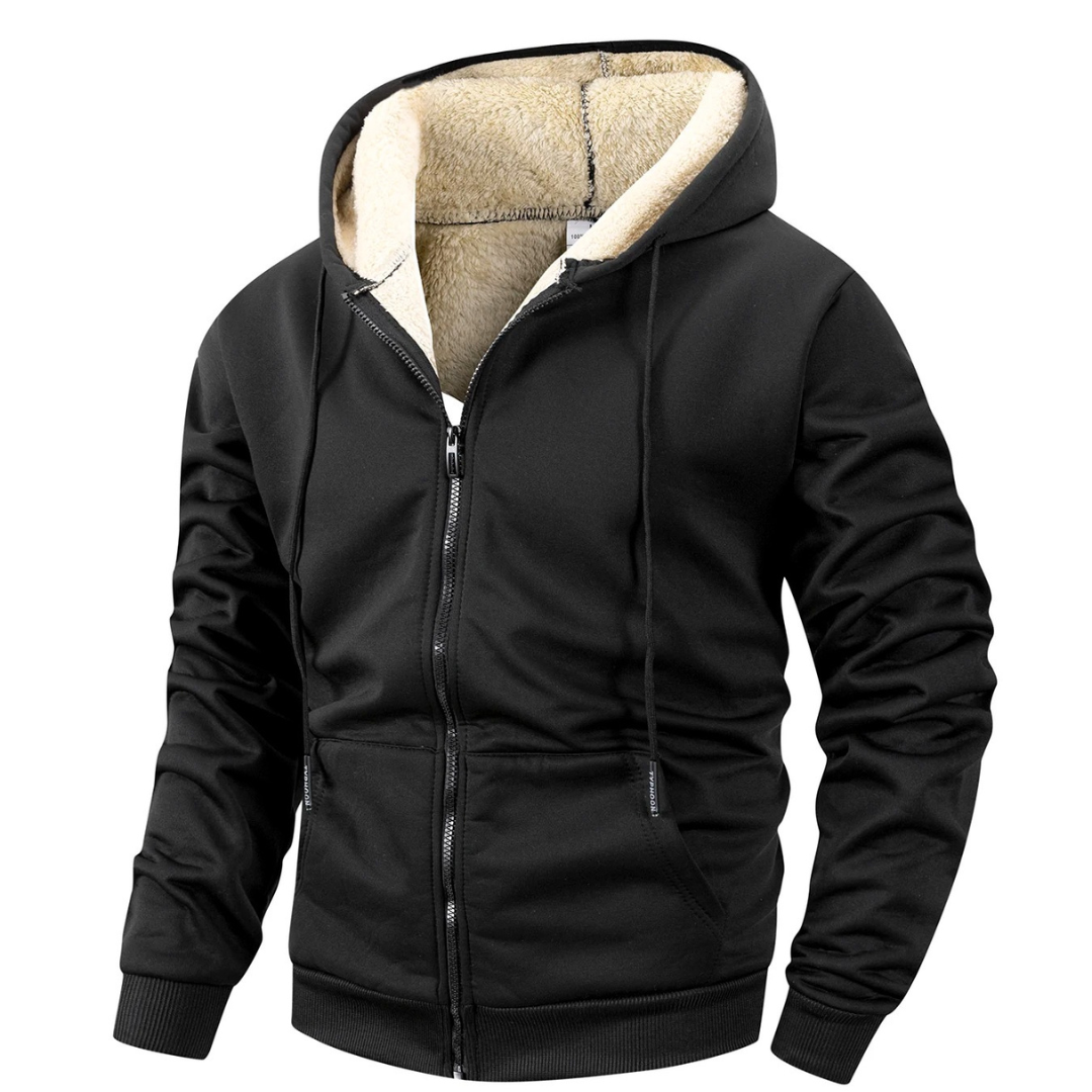 Veste Polaire Homme Doublée Sherpa À Capuche Coupe Vent