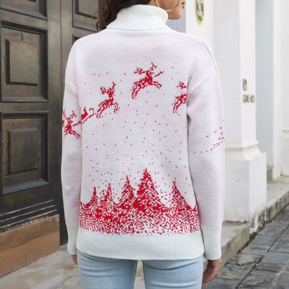 LISANA - Pull de Noël à Col Montant pour Femmes