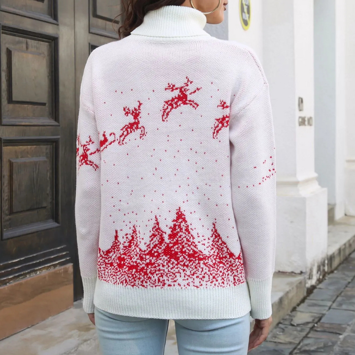 LISANA - Pull de Noël à Col Montant pour Femmes
