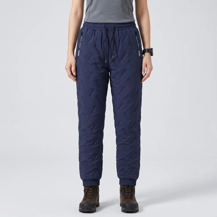 Pantalon d'Hiver Femme Doublé Polaire Matelassé Taille Cordon