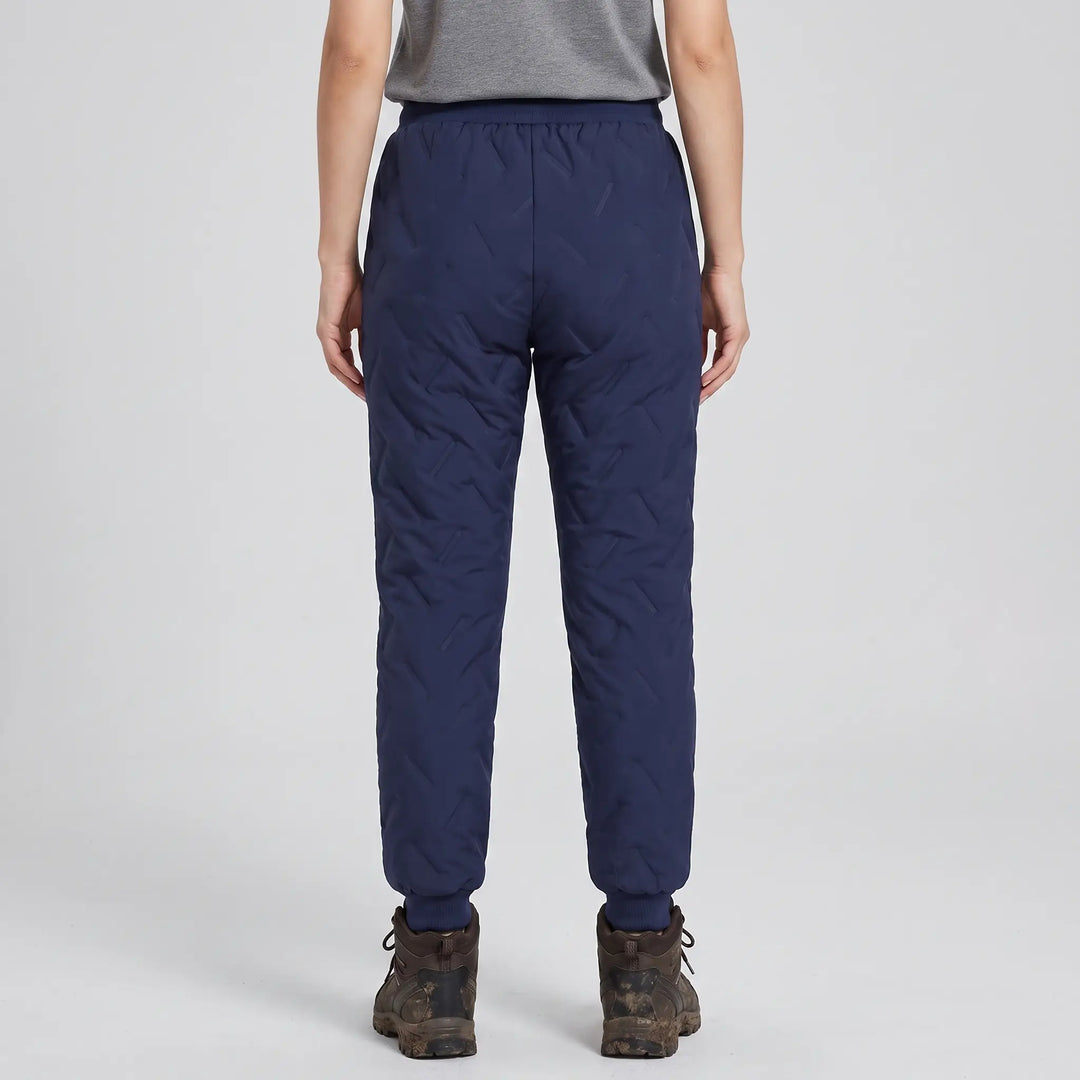 Pantalon d'Hiver Femme Doublé Polaire Matelassé Taille Cordon