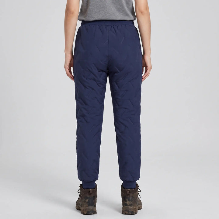 Pantalon d'Hiver Femme Doublé Polaire Matelassé Taille Cordon