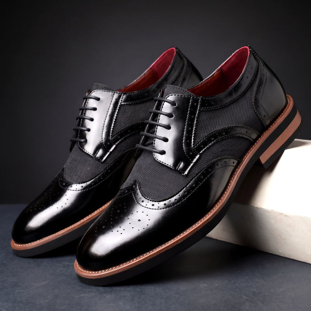 Chaussures Derby Homme en Cuir Bicolore avec Détail Brogue et Lacets