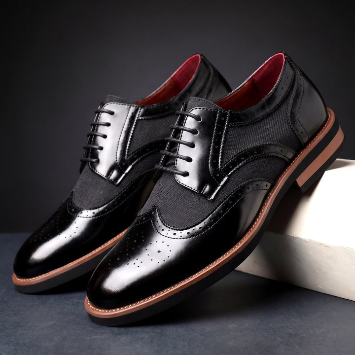 Chaussures Derby Homme en Cuir Bicolore avec Détail Brogue et Lacets