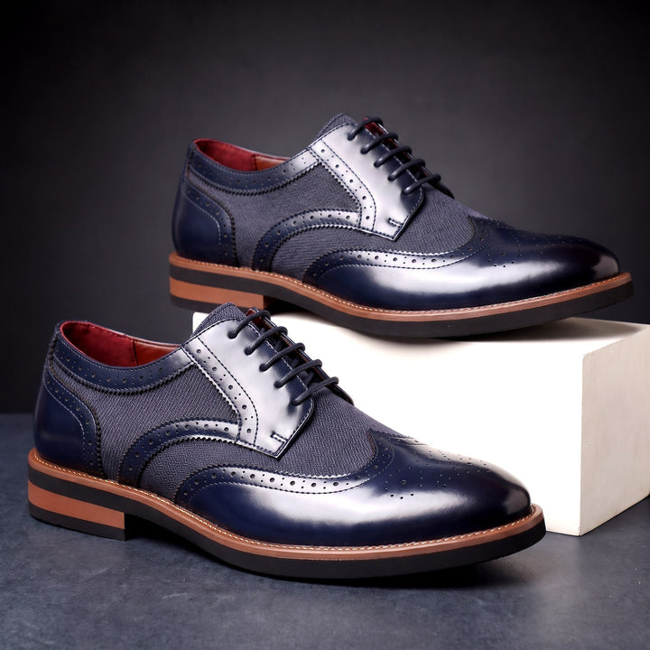Chaussures Derby Homme en Cuir Bicolore avec Détail Brogue et Lacets