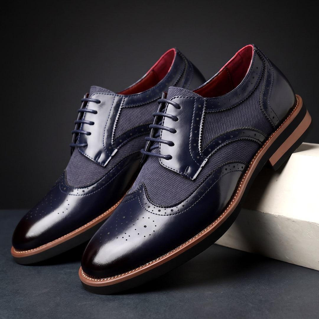 Chaussures Derby Homme en Cuir Bicolore avec Détail Brogue et Lacets