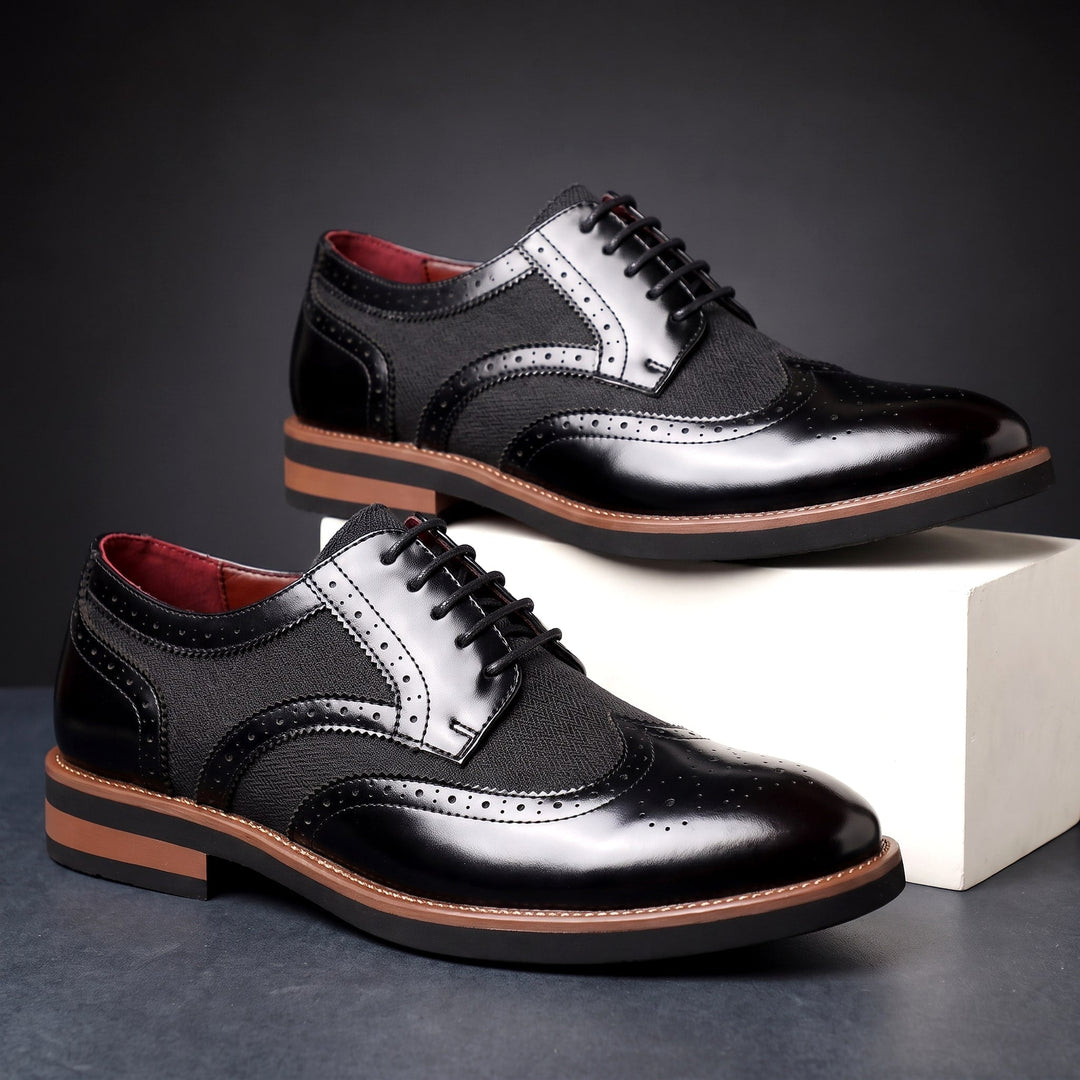 Chaussures Derby Homme en Cuir Bicolore avec Détail Brogue et Lacets