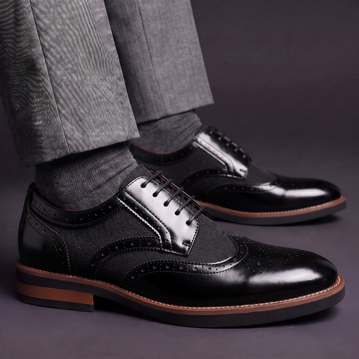 Chaussures Derby Homme en Cuir Bicolore avec Détail Brogue et Lacets