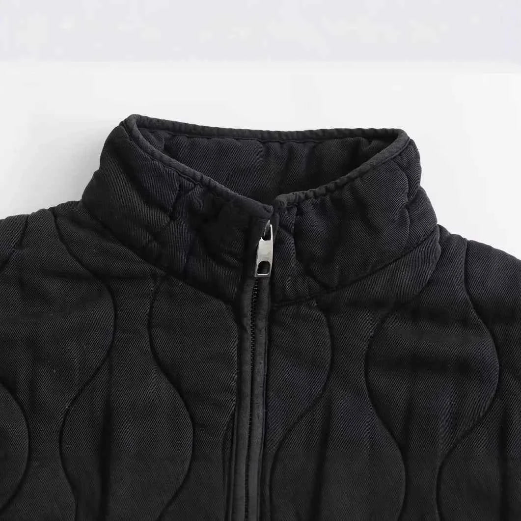 Veste Matelassée Femme Légère Col Montant Poches Plaquées