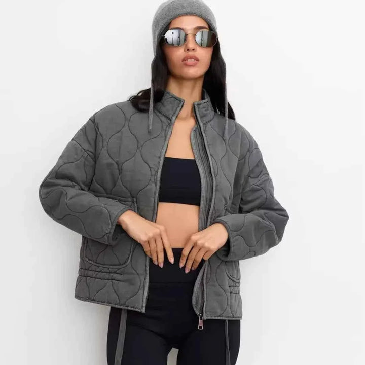 Veste Matelassée Légère pour Femme Coupe Cintrée à Col Montant