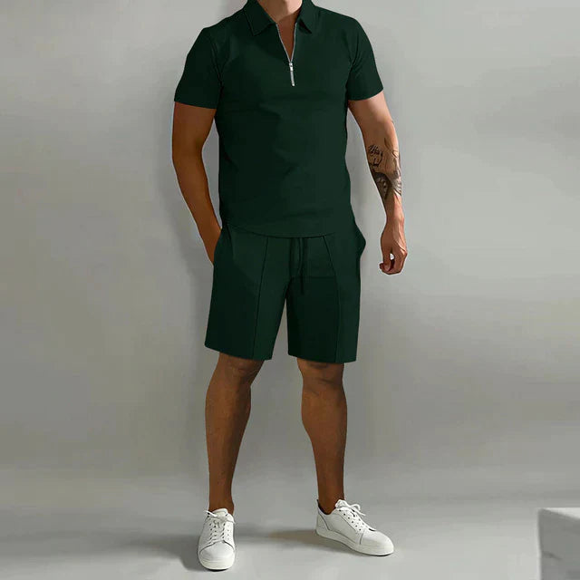 Robert | Ensemble polo à fermeture éclair et short pour hommes