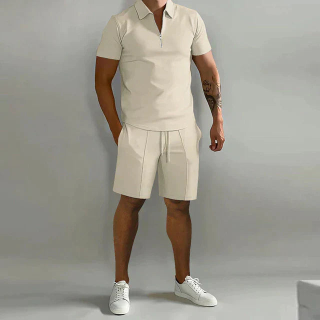 Robert | Ensemble polo à fermeture éclair et short pour hommes