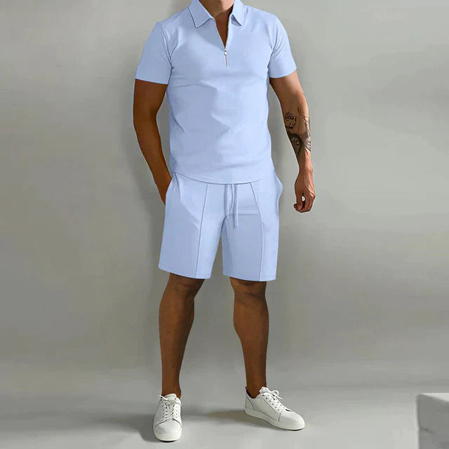 Robert | Ensemble polo à fermeture éclair et short pour hommes