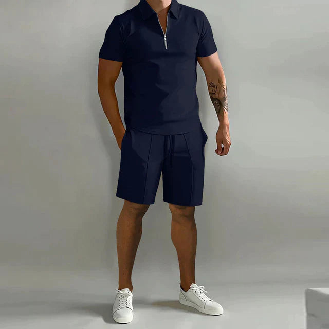Robert | Ensemble polo à fermeture éclair et short pour hommes