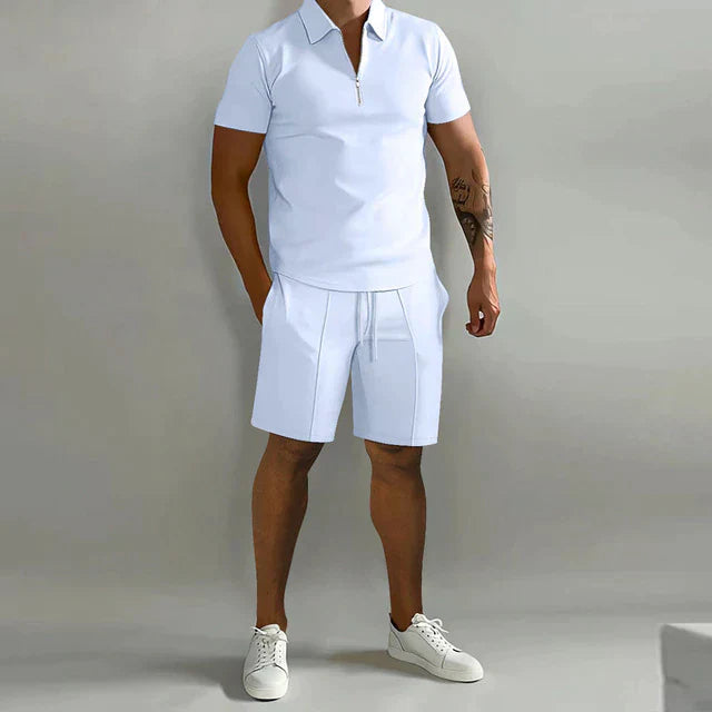 Robert | Ensemble polo à fermeture éclair et short pour hommes