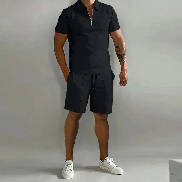 Giel | Luxe polo en short zomerset voor heren in de kleur Marineblauw voor heren in stijl ideaal voor de zomer.