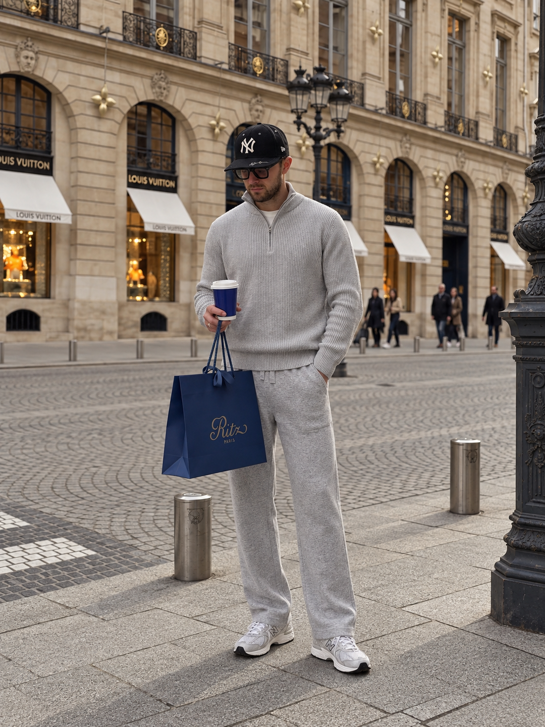 Ensemble En Maille Homme Demi Zip Col Montant Et Pantalon