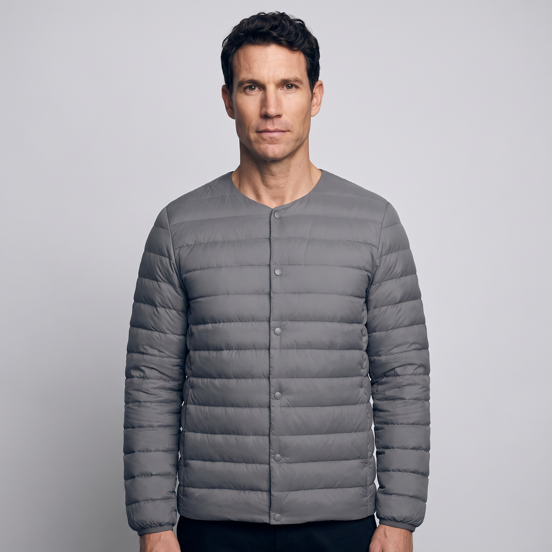 Doudoune Légère Homme Col Convertible Boutons Pression